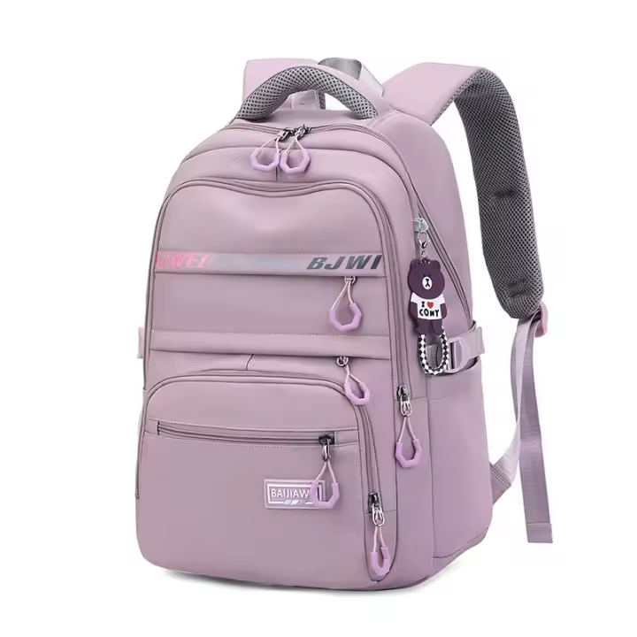 Mochila escolar grande de nailon para chicas adolescentes, morral impermeable para ordenador portátil, color negro - 1
