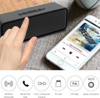 Portable Wireless Speaker, Wireless 5.0 Mini Speaker with 3D Stereo Hi-Fi Bass, Built-in 1500 mAh Battery, Support TF Card and AUX (Black) - details 3