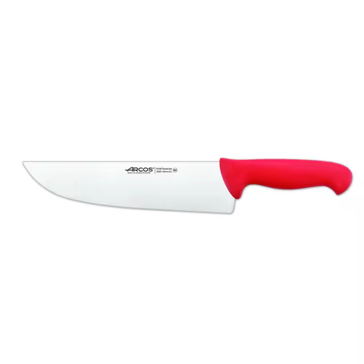 Cuchillo de Carnicero Arcos Colour - Prof 296022 de Acero Inoxidable Nitrum y Mango Ergonómico de Polipropileno de Color Rojo y Hoja de 25 Cm - 1
