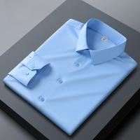 Camisa Blanca Antirroto Para Hombre Cuello Alto Manga Larga Ajustada Resistente a Las Arrugas Traje Formal Para Negocios Y Trabajo - details 24