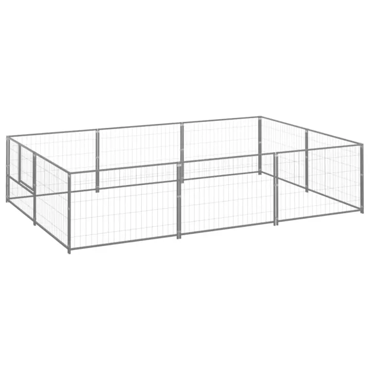 vidaXL Perrera Acero 6 m² Jaula Perros Recinto Cachorro Mascotas Caseta Color Plateado,  Negro, y mas - 1