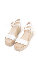 Lyla Wang sandalias doradas con cuña de esparto diseño trenzado y elegante cierre perfectas para el verano - details 11