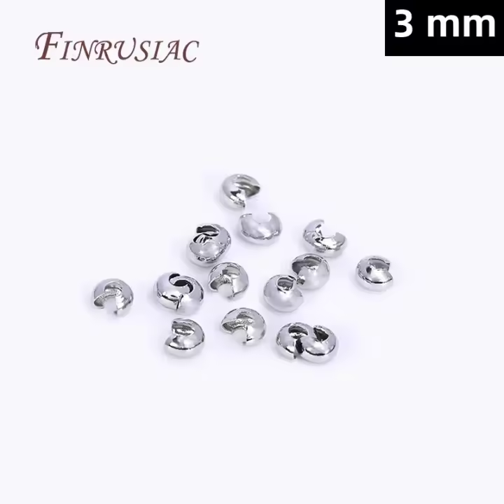 Cubiertas De Bola Abierta 18K Oro Pintado 3mm/4mm Para Finos De Joyería DIY Suministros Al Por Mayor Cubiertas Redondas Para El Final De Los Crimpas - 1