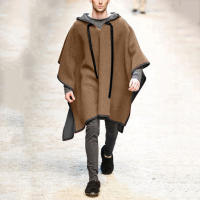 2025 nueva moda hombres top capa tendencia hombres capa chal capa abrigo tweed chaqueta - details 6