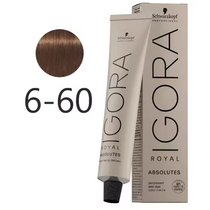 Schwarzkopf IGORA Royal Absolutes 6-60 Rubio Oscuro Chocolate Natural Cuidado del Cabello 60 ml - 1