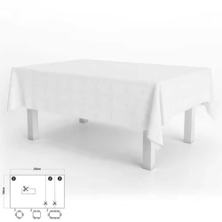 Oryx Mantel Hule Muleton Rectangular Blanco Impermeable Antimanchas PVC 140x250 Cm - 1