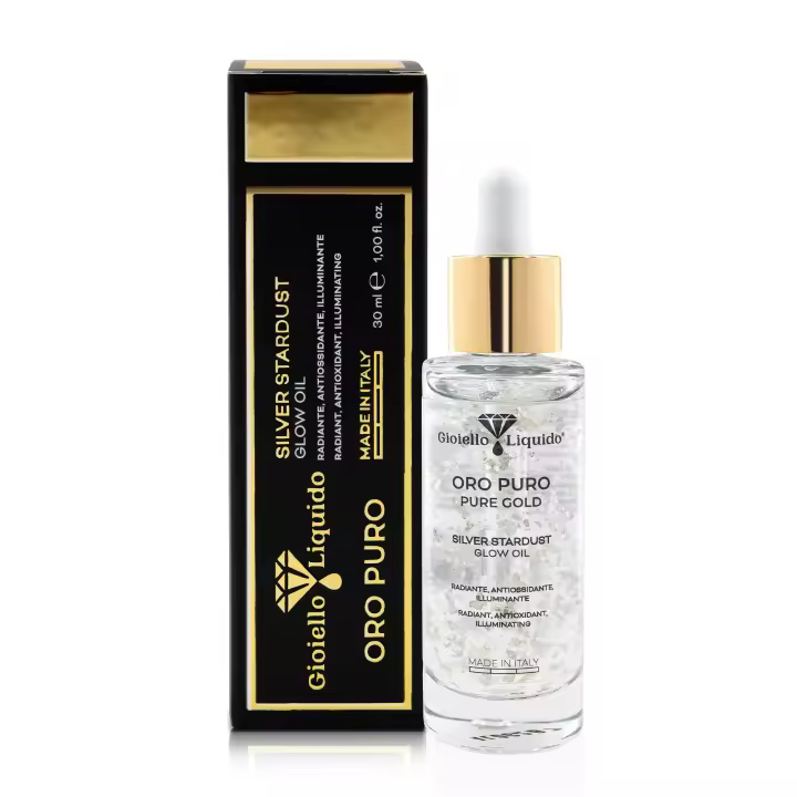 Liquid Jewel Línea "Pure Gold" - Silver Stardust Glow Oil - Aceite Nutritivo Facial-with Plata Pura y Aceites Concentrados - Ideal para Dermaroller - Aceite Facial Hydraante-ideal para Rostro y Cabello-Cuero Luminosa, de Pieles tipo - 1