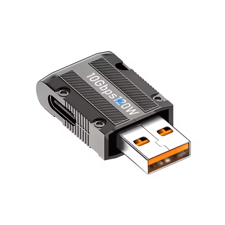90 Degree USB to USB C Adapter Type C Female to USB Male Converter USB Charging Adapter 10Gbps 120W for Laptop Phone - 1