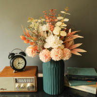 Bouquet De Flores Artificiales Otoño Rosa De Seda Hojas De Maple Dandelion Para Decoración De Hogar Bodas Halloween Y Otoño - details 1