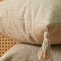 Fundas De Cojines Cuadradas De 45x45 Cm Con Lazos Hechas De Lino Neutral Para Decoración De Dormitorio Fundas De Cojines De Estilo Americano Desmontables Y Lavables - details 1