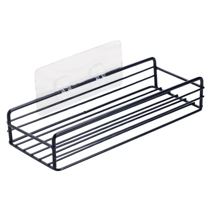 Estante De Almacenamiento Para Baño Y Cocina Organizador Negro Estante De Esquina Sin Perforar Hecho De Hierro Para Ducha - 1