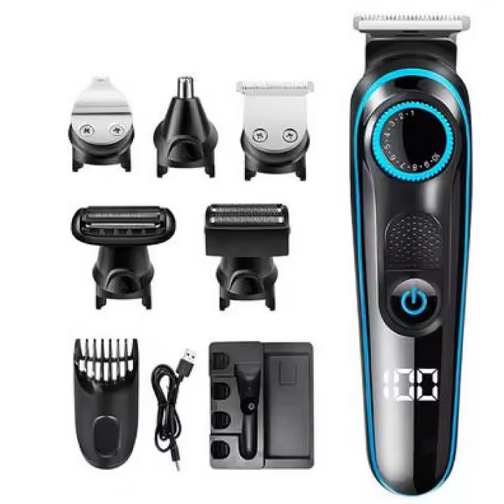 Cortapelos para Beard, cortapelos/cortapelos y maquinilla de afeitar, set 9 en 1 Para Beard, rostrum, Cabeza, Cuerpo, Orejas y Nariz, Gift PARA EL Día del Padre, Negro/Azul - 1