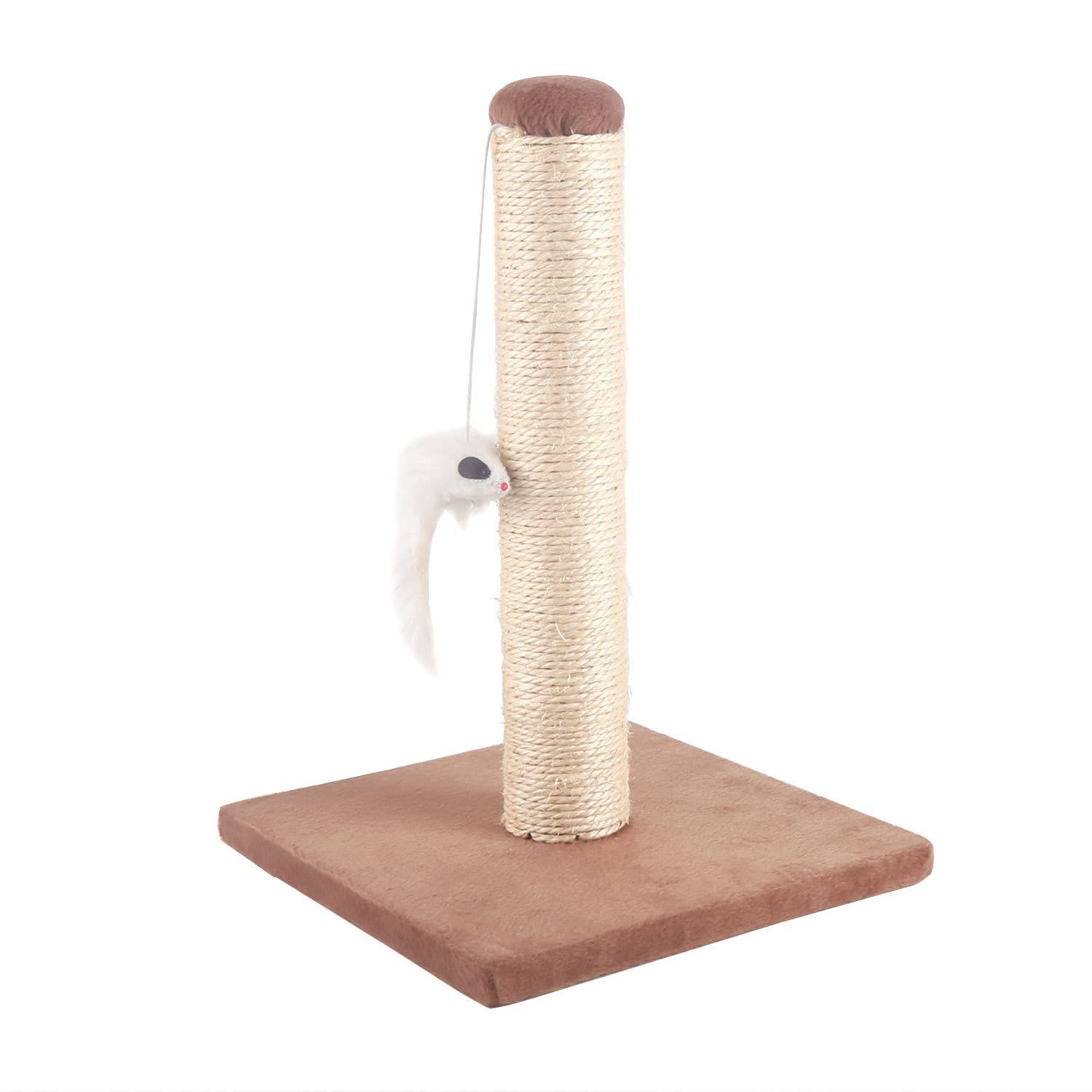Nobleza Árbol Rascador para Gatos de Sisal Natural ,Rascador para Gatos, Altura 80 cm, Poste de Rascador  para Gatos Medianos y Grandes, Base Estable con Bola de Juguete Colgante y Pompón de Muelle Gris