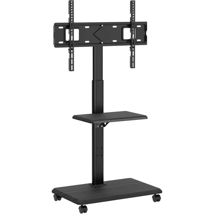 Unykach Soporte TV Móvil con Estante y Altura Regulable para Pantallas Planas y Curvas de 32-75 Pulgadas (hasta 40 kg), VESA máx 600 x 400 mm - 1