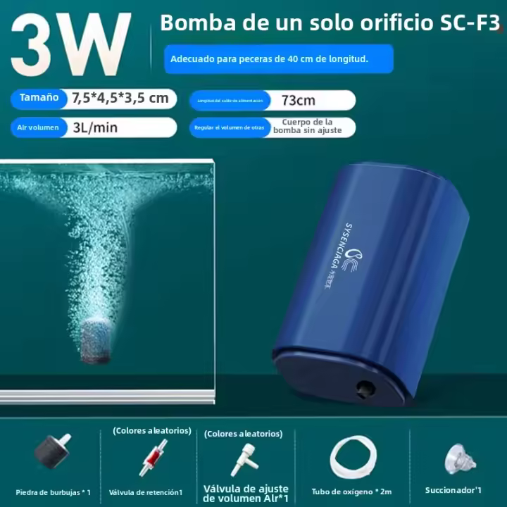 Bomba De Aire Para Acuario Silenciosa Con Válvula De Control Compresor De Oxígeno Para Tanque De Peces 220v 3w-14w Aerador - 1