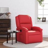 vidaXL Sillón reclinable de cuero sintético en color Rojo/Rojo vino tinto - details 0