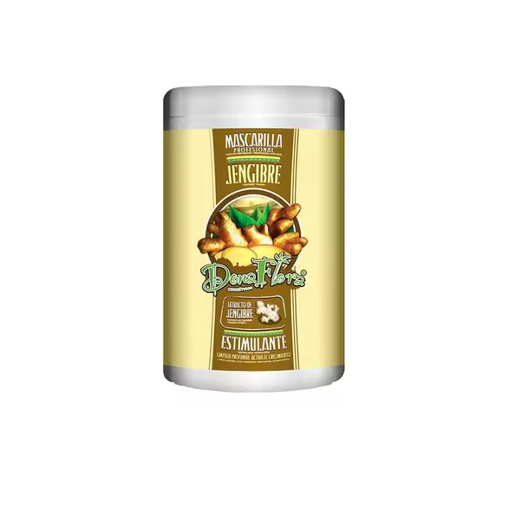 CasaSofia- Pack Promocional Dona Flora CHAMPÚ ESTIMULANTE DE JENGIBRE 1000ml, Mascarilla 1000ml. Acción estimulante que ayuda en el crecimiento de la fibra capilar. - 1