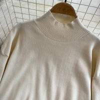 Conjunto De Ropa De Mujer REALEFT Otoño Invierno 2 Piezas Traje De Pista Tejido Con Cuello Alto Rayado Y Pantalones Rectos Polyester Estilo Casual - details 10