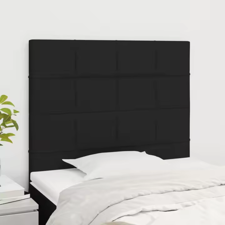 vidaXL Cabeceros 2 unidades de tela negro 100x5x78/88 cm - 1