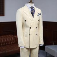 Traje De Hombre (Top + Pantalones) Moda Casual Elegante Con Rayas Traje Deportivo Formal Para Banquete Trabajo Noche - details 2