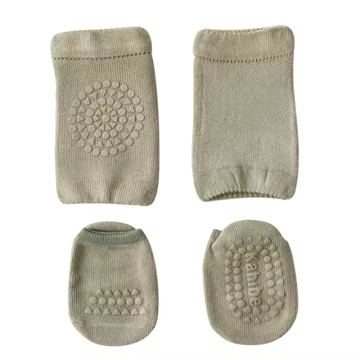 Pies De Bebé Con Protección De Rodilla En Calcetines Antideslizantes Para Niñas Y Niños Color Sólido Seguridad Al Escalar En La Pista De Carreras Infantil - 1