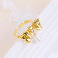Encanto Anillo de aleación con forma de lazo y perlas de imitación para mujer,
anillos grandes elegantes de cristal para fiesta de boda, joyería Simple de moda, regalo para niñas - details 10