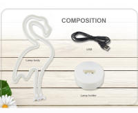 Lámpara De Neón LED De Flamenco Cactus Palma De Coco Y Piña Con Unicornio Decoración De Pared Para Habitación Y Fiestas Fuente De Alimentación USB/Batería - details 10
