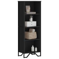 vidaXL Estantería madera de ingeniería 50x31x137,5 cm en color Roble ahumado/Marrón roble/Negro y más | almacenamiento funcional diseño moderno para baño dormitorio sala - details 2