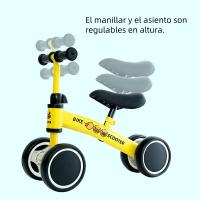 Bicicleta de Equilibrio Infantil sin Pedales, Bicicleta de Deslizamiento para Bebés de 1-2-3 Años, Cuatro Ruedas, Tres Colores - details 8