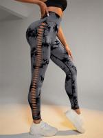 Leggings De Yoga Para Mujer Con Cintura Alta Diseño De Agujeros Lateral Talla True Fit Técnica De Tejido Elástica Lleva Butt Lifting - details 0