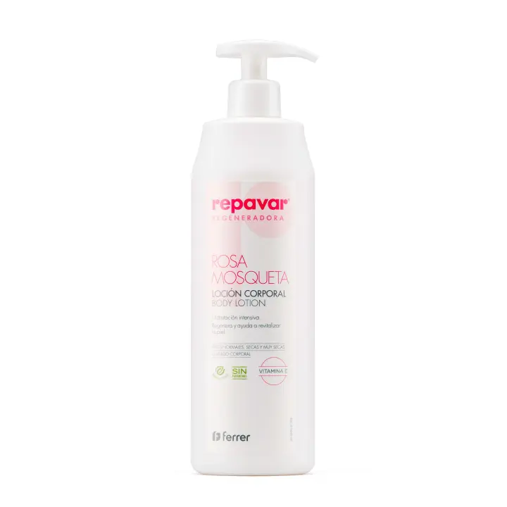 Repavar Regeneradora Loción Hidratante Corporal - Fórmula con Rosa Mosqueta y Vitamina E - Regenera y Ayuda a Revitalizar la Piel - Hidratación Dérmica Intensiva - 500 ml - 1