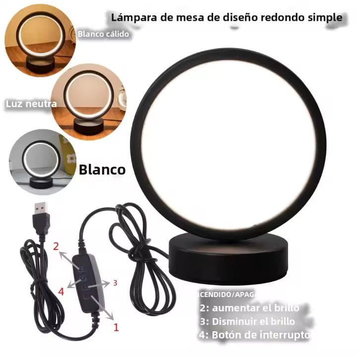 Lámpara De Escritorio Creativa Estilo Nórdico Con LED Y Hierro Fundido Tres Tonos 5VUSB Plug Para Dormitorio Y Estudio - 1