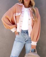 Nueva Chaqueta Corta Para Mujer De Otoño 2024 Moda Retro Estilo Callejero Con Rayas Lavadas Y Collar Tácto Espesado De Polyester Cierre Doble - details 24