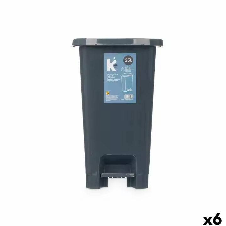 Papelera con Pedal ABK-142 Antracita Plástico 25 L (6 Unidades) - 1