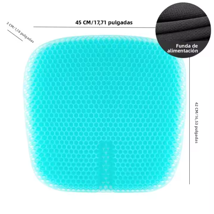 Cojín De Silla De Oficina Y Coche De Gel TPE De HONEYCOMB Elegante Y Confortable Para Trabajar Y Conducir Cojín De Airbag De Doble Cuadrado Transpirable - 1