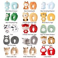 Almohada De Viaje En Forma De U Con Diseño De Delfín Y Pinguino Cartoon Almohada De Cuello Fluffy Para Protección Del Cervical 100% Poliéster - details 1