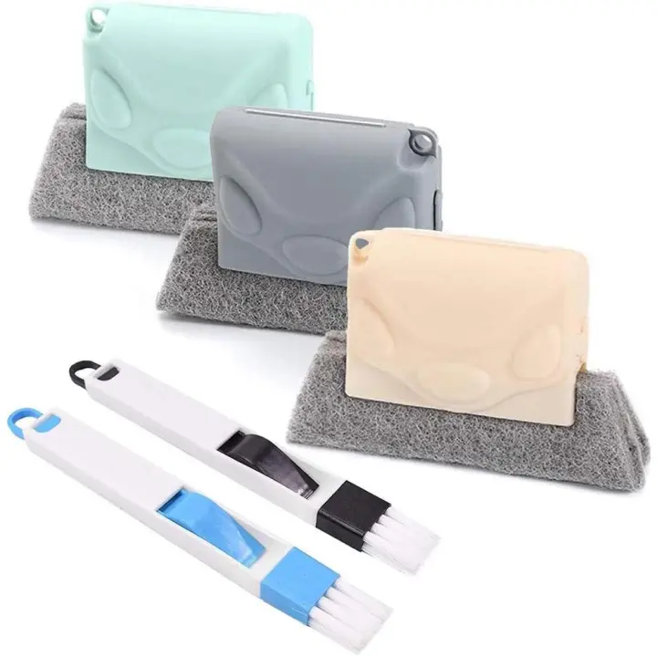 Cepillo de grieta multifunción de 5 piezas, 3 cepillo de ranura de ventana mágica + 2 piezas 2 en 1 mini cepillo de limpieza de grietas de ventana, Herramientas de limpieza para baño de cocina de coche - 1