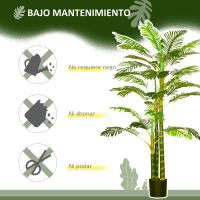 HOMCOM Planta Artificial Palmera Areca Grande 190 cm con Maceta y 30 Hojas Decoración para Interior y Exterior Salón Oficina Balcón Ø19,5x190 cm Verde - details 5