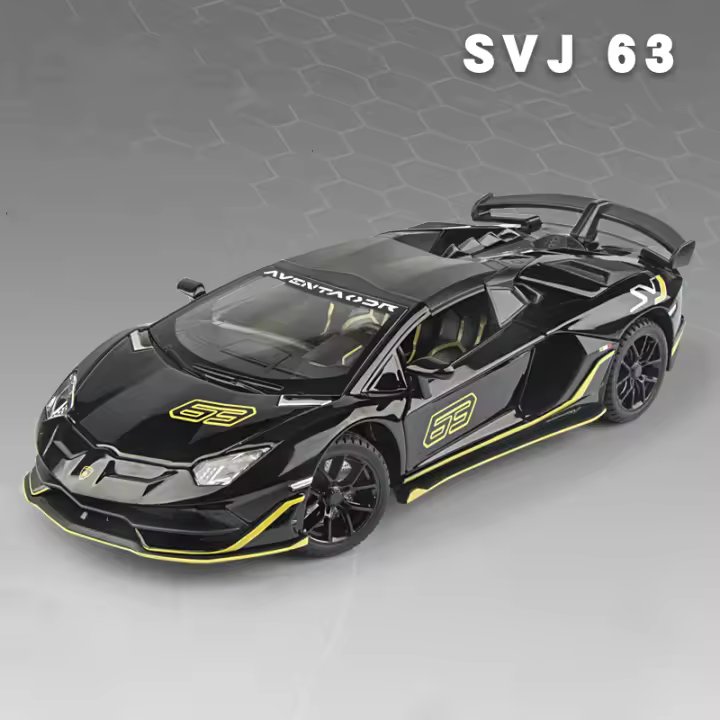 Modelo De Coche De Escala 1/24 Lambor Aventador SVJ63 En Metal Con Sonido Y Luz Juguete De Vehículo Para Niños Decoración - 1