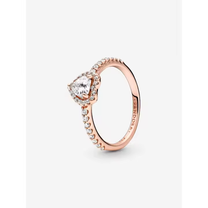 Brillante Elevado - Baño de Gold Rose de 14K Pandora - Anillo Corazón - 1