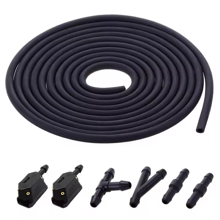 Juego De 7 Piezas De Braza De Limpiaparabrisas Frontal Con Boquilla De Lavado Ajustable En 4 Direcciones Y Válvula De Cheque Tube De 2m T Pieza Y Pieza Recta - 1