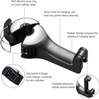 Gancho Ajustable Para Asiento De Coche Con Soporte Para Móvil Y Bolsas 360° Rotación 2 En 1 Hanger Rear Hook Para Asientos De Coche Material ABS - details 3