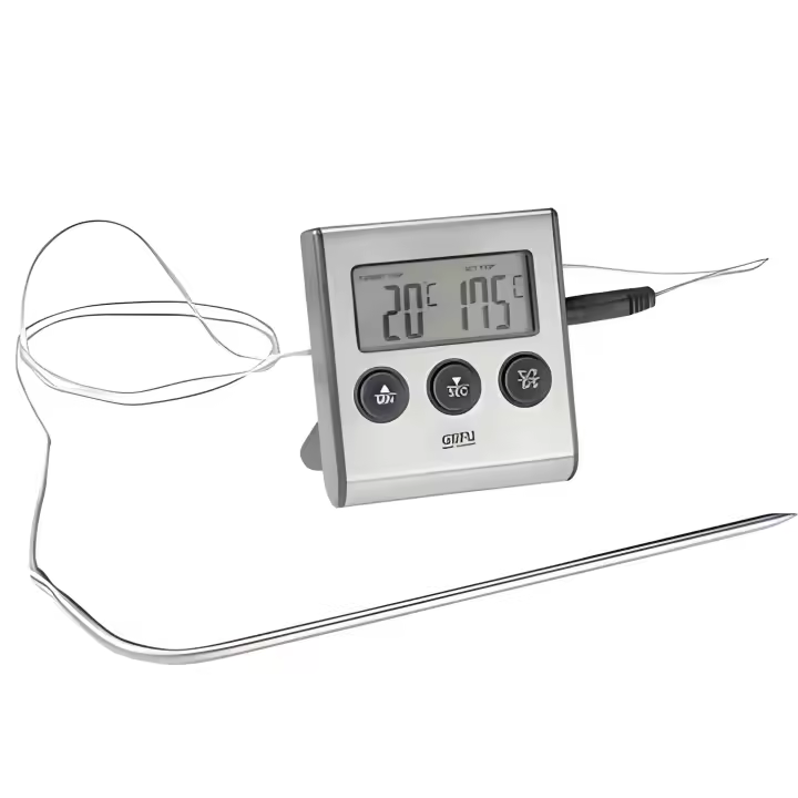 Gefu 21840 Tempere - Termómetro digital para asados, con reloj integrado, Acero Inoxidable - 1