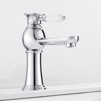 Grifo De Lavabo De Mesa Individual Con Manija Cerámica Para Baño Instalación En Superficie Material De Cobre Clásico - details 4