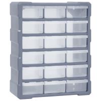 vidaXL Organizador Multicajones con 18 Cajones Intermedios Herramientas Taller Color Naranja y negro,  Gris, y mas - details 1
