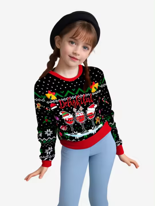 Plushome Sudareras De Navidad,De Manga Larga Con Cuello Redondo, Sudadera Con Estampado De Papá Noel,Reno, Ropa De Calle Informal De Navidad, Otoño E Invierno - 1