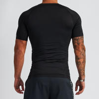 Camiseta De Compresión Para Hombre Con Manga Corta Deporte Fitness Running Baloncesto Gimnasio Ropa Tímidamente Color Negro - details 3