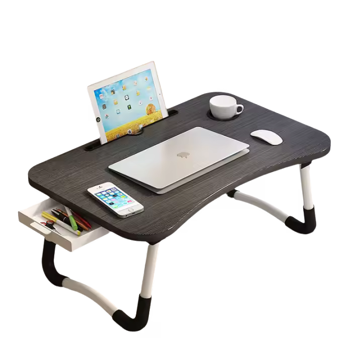 Mesa de Ordenador portátil para Cama y sofá, Soporte para Ordenador portátil, Soporte Vaso Mesa Plegable, portátil, Bandeja de Desayuno Mesa de Cama multifunción - 1