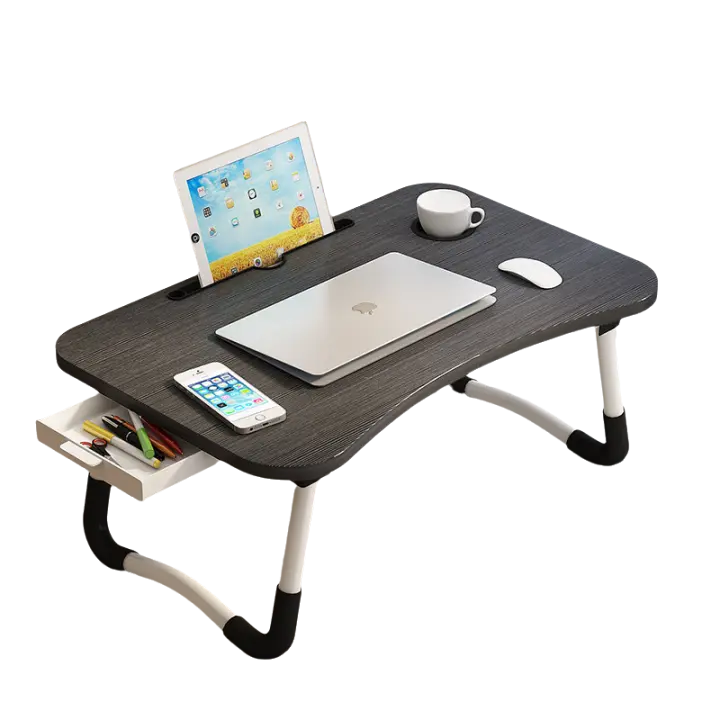 Mesa de Ordenador portátil para Cama y sofá, Soporte para Ordenador portátil, Soporte Vaso Mesa Plegable, portátil, Bandeja de Desayuno Mesa de Cama multifunción - 1