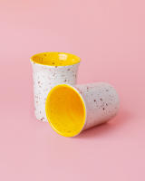 Breakfast Ceramic Cup 250ml / Plain White and Yellow CANELA- Alfar Tierra Cocida - details 0